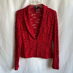INC International Concepts red lace blazer, size M